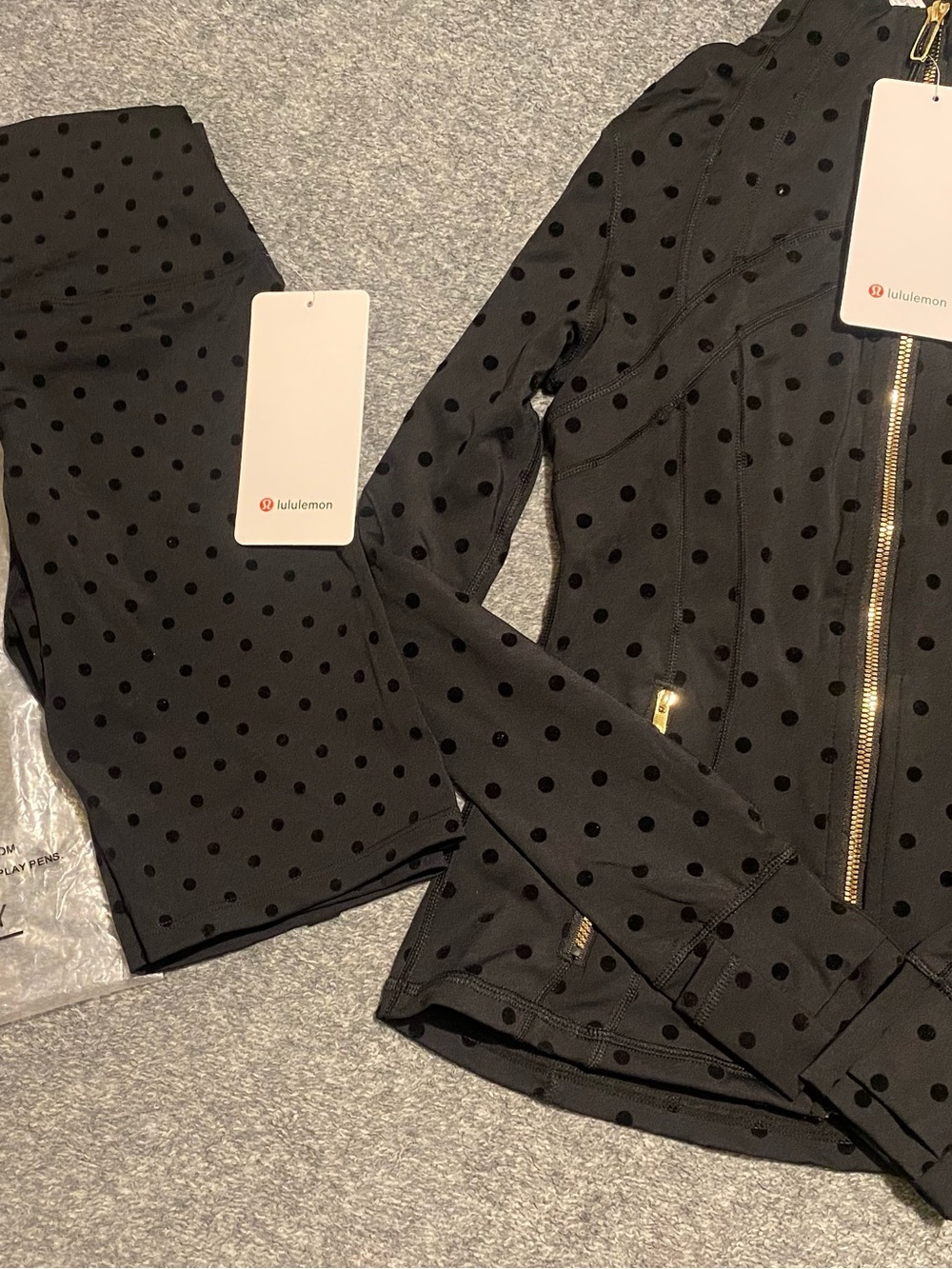 lululemon athletica Black Polka Dot Zip Jacket